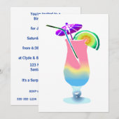 Roze en blauwe tropische Drink Kaart (Voorkant / Achterkant)