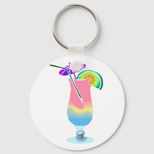 Roze en blauwe tropische Drink Sleutelhanger