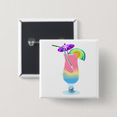 Roze en blauwe tropische Drink Vierkante Button 5,1 Cm (Voorkant /achterkant)