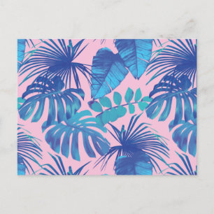 Roze en blauwe Tropische Foliage op maat Briefkaart