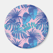 Roze en blauwe Tropische Foliage op maat
