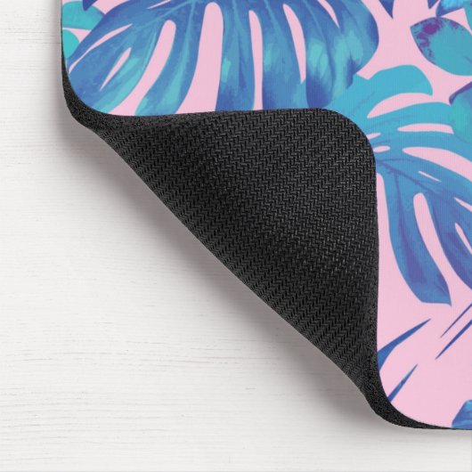Roze en blauwe Tropische Foliage op maat Muismat (Hoek)