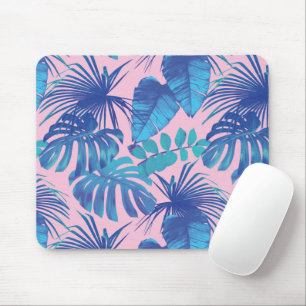 Roze en blauwe Tropische Foliage op maat Muismat