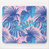 Roze en blauwe Tropische Foliage op maat Muismat (Voorkant)