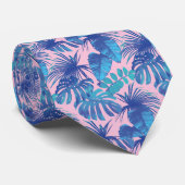 Roze en blauwe Tropische Foliage op maat Stropdas (Opgerold)