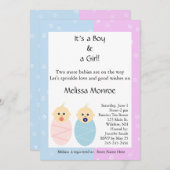 Roze en Blauwe Twins Sprinkle Shower Kaart (Voorkant / Achterkant)