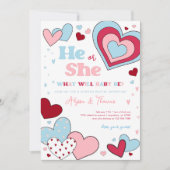 Roze en Blauwe Valentijnsdag Harten Gender Reveal Kaart (Voorkant)