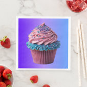 Roze en blauwe vanillecupcake servet (Insitu)