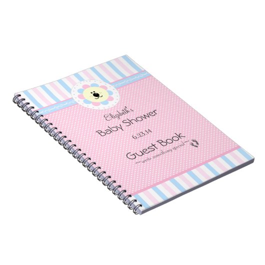 Roze en blauwe ventilator Baby shower Guest Book Notitieboek (Rechterzijde)