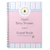 Roze en blauwe ventilator Baby shower Guest Book Notitieboek (Voorkant)