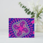 Roze en blauwe ventilator briefkaart (Staand voorkant)