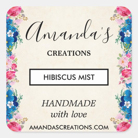 Roze en blauwe ventilator Lijst Fancy zaken Vierkante Sticker (Voorkant)