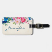 roze en blauwe ventilatorgrens bagagelabel (Voorkant horizontaal)