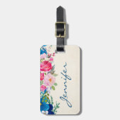 roze en blauwe ventilatorgrens bagagelabel (Voorkant verticaal)