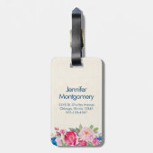 roze en blauwe ventilatorgrens bagagelabel (Achterkant verticaal)