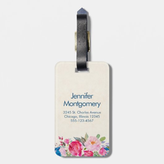  roze en blauwe ventilatorgrens bagagelabel (Achterkant verticaal)