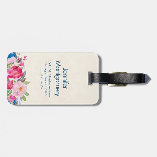  roze en blauwe ventilatorgrens bagagelabel (Achterkant horizontaal)