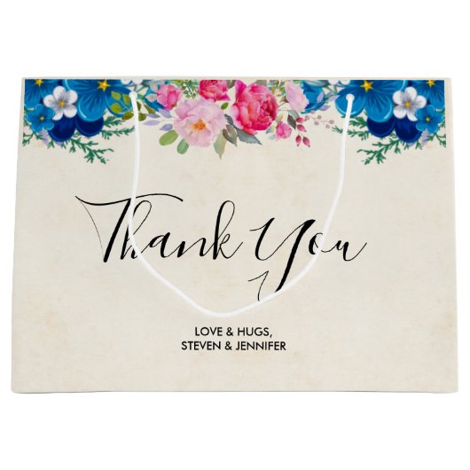  roze en blauwe ventilatorgrens Hartelijk dank Groot Cadeauzakje (Voorkant)