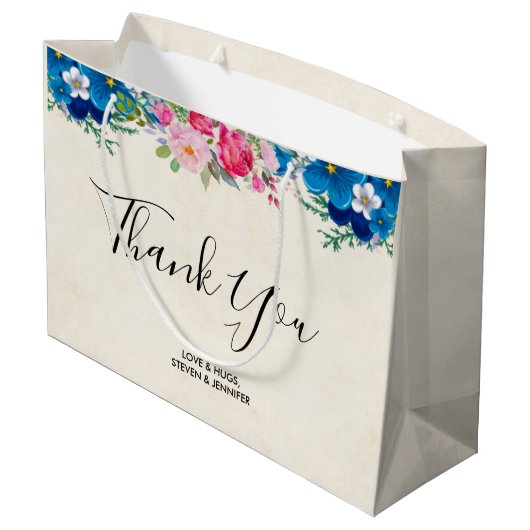  roze en blauwe ventilatorgrens Hartelijk dank Groot Cadeauzakje (Achterkant Gekanteld)