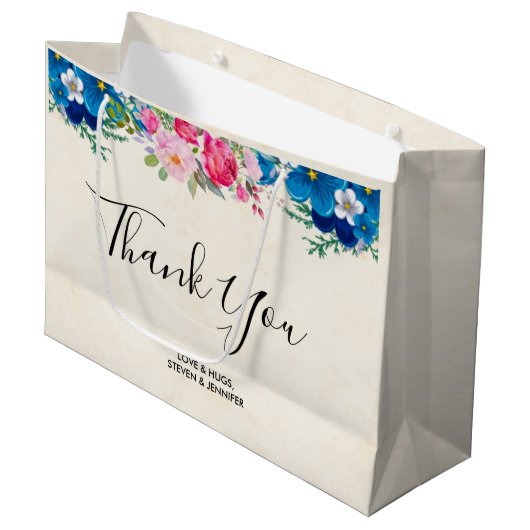  roze en blauwe ventilatorgrens Hartelijk dank Groot Cadeauzakje (Voorkant Gekanteld)