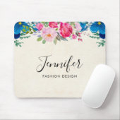 roze en blauwe ventilatorgrens muismat (Met muis)