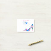 Roze en blauwe ventilatorschoen post-it® notes (Op bureau)