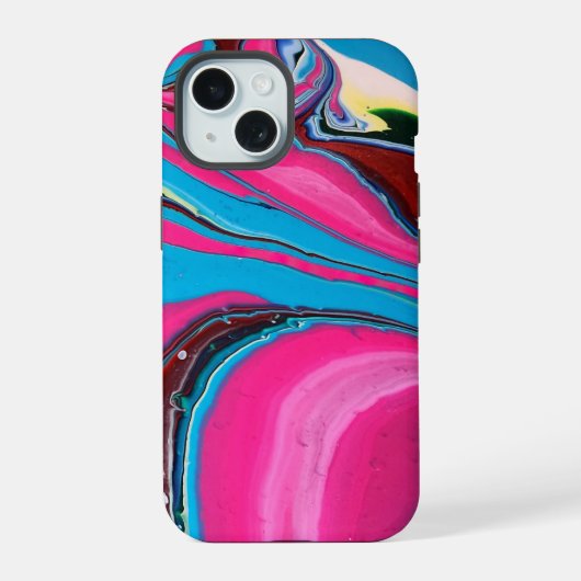 Roze en Blauwe Verf Hoesje iPhone 15 Case (Achterkant)