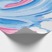Roze en Blauwe Verfspatpatroon op Wit – Leuk Cadeaupapier (Hoek)
