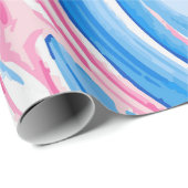 Roze en Blauwe Verfspatpatroon op Wit – Leuk Cadeaupapier (Rol Hoek)