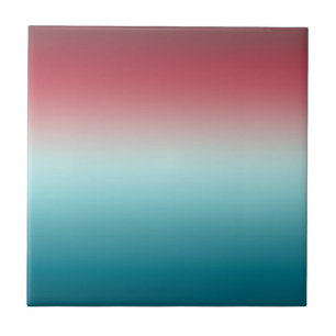 Roze en blauwe verloopdusty Roos Aqua & Blauwgroen Tegeltje