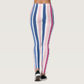 Roze en blauwe verticale strepen leggings (Achterkant)