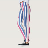 Roze en blauwe verticale strepen leggings (Links)