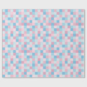 Roze en blauwe vierkantjes Verpakkingspapier Cadeaupapier (Vlak)