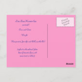 Roze en blauwe vlinder briefkaart (Achterkant)