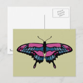 Roze en blauwe vlinder Briefkaart (Voorkant / Achterkant)