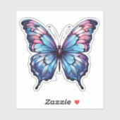 Roze en Blauwe Vlinder illustratie Sticker (Vel)