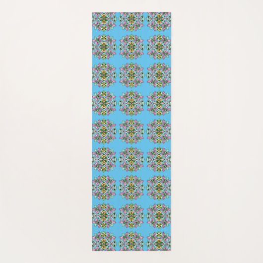 Roze en Blauwe Vlinder Mandala Patterned Yogamat (Achterkant)