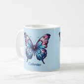 Roze en Blauwe Vlinder Mok (Voorkant links)