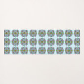 Roze en Blauwe Vlinders en Bloemen Mandala Yogamat (Achterkant (horizontaal))