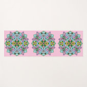 Roze en Blauwe Vlinders en Bloemen Mandala Yogamat (Voorkant (horizontaal))