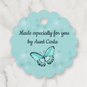 Roze en blauwe vlinders, Handgemaakt met liefde Bedankjes Labels (Achterkant)