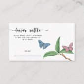 Roze en blauwe Vlinders - luier loterij ticket Informatiekaartje (Voorkant)