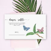 Roze en blauwe Vlinders - luier loterij ticket Informatiekaartje