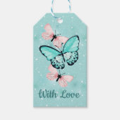 Roze en Blauwe Vlinders "Met Liefde" Cadeaulabel (Voorkant)