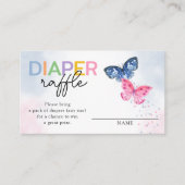 Roze en Blauwe Vlinders Twins Luier Raffle Informatiekaartje (Voorkant)