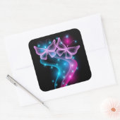 Roze en blauwe vlinders vierkante sticker (Envelop)