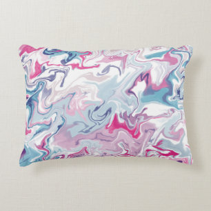 Roze en blauwe vloeibare acrylvezels accent kussen