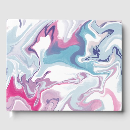 Roze en blauwe vloeibare acrylvezels gastenboek (Voorkant)