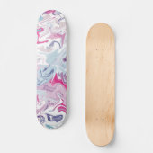 Roze en blauwe vloeibare acrylvezels persoonlijk skateboard (Voorkant)