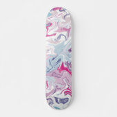 Roze en blauwe vloeibare acrylvezels persoonlijk skateboard (Voorkant)